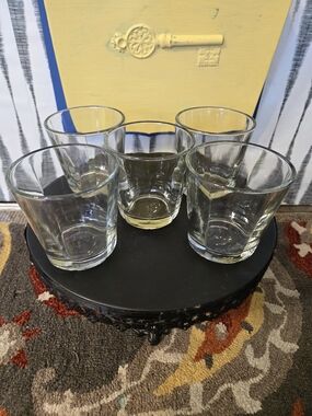Set of 5 Anchor Hocking Clear Glass Tumblers 4" Drinking Glasses